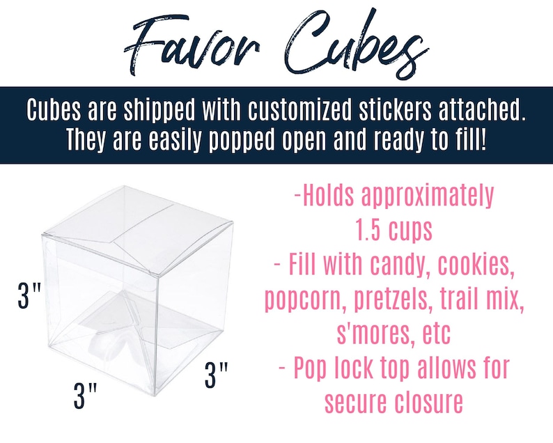 Party Favor Popcorn Boxes Wedding, Bridal, Baby Shower Thanks for Popping By Favors for Guests // 3 Cubes & Stickers, Food NOT Included image 3