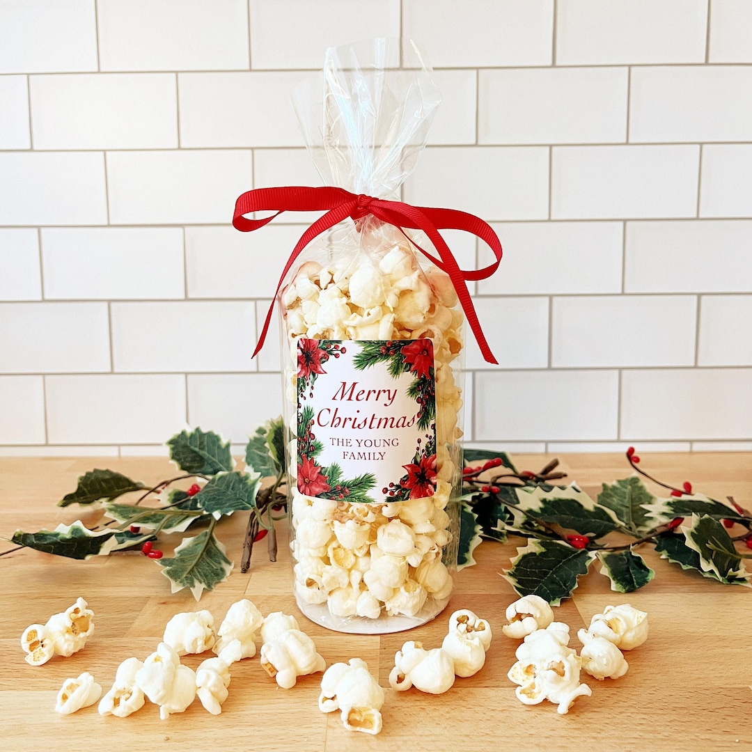 Christmas Gift Popcorn Bags & Ribbon - Holiday Party Favors for Guests ...