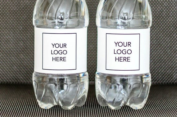 Party Logo Water Bottle Labels Printed - WATERPROOF Water Bottle Stickers