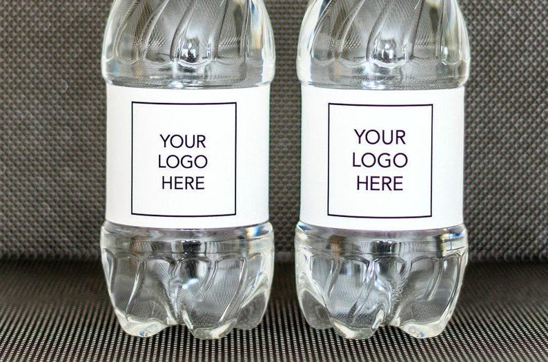 Party Logo Water Bottle Labels Printed - WATERPROOF Water Bottle Stickers image 1