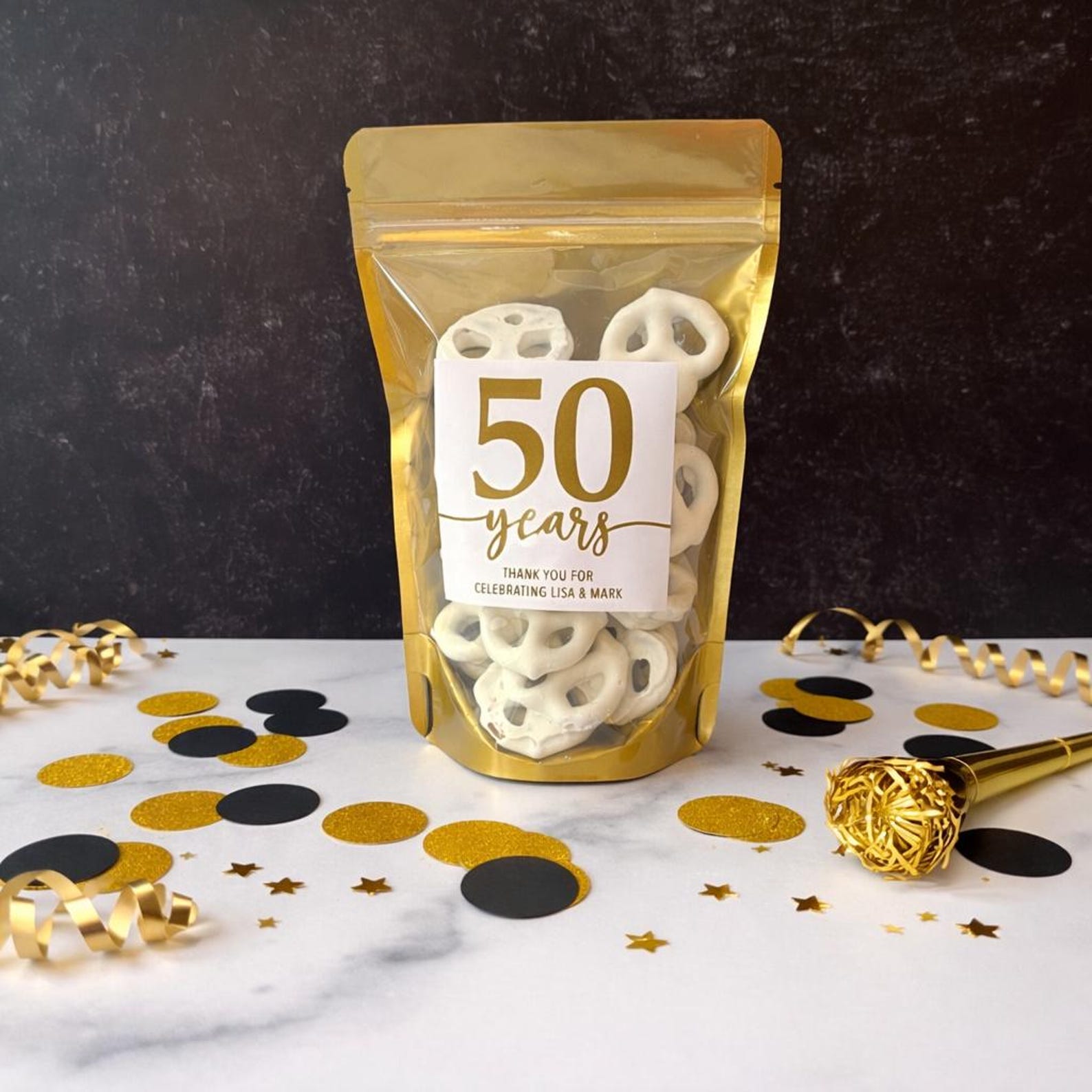 Personalized Anniversary Party Favor Bags  All Years Available  Zip Pouch Bags Food Not Included