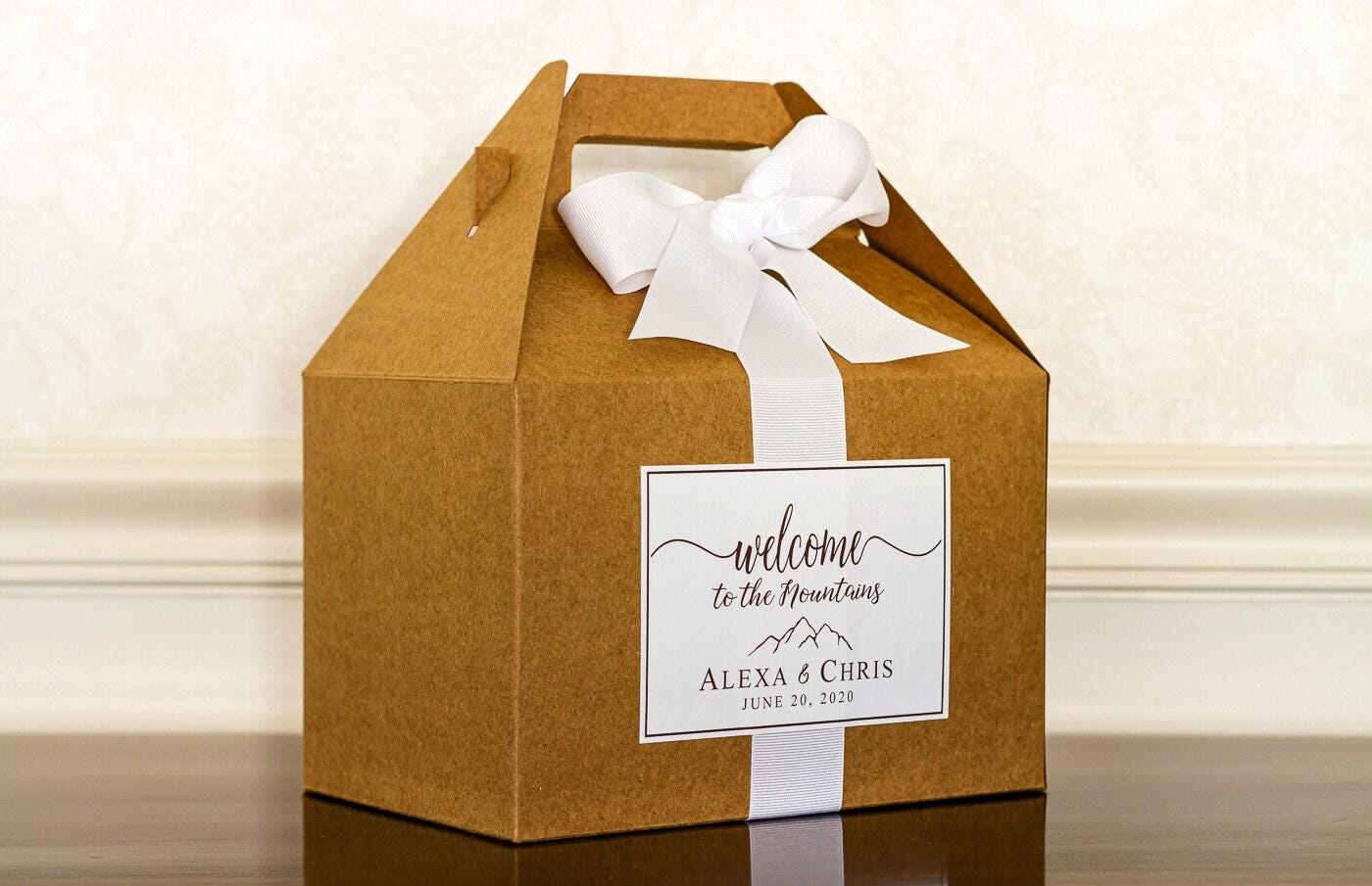 Mountain Wedding Welcome Boxes - Gable Boxes, Ribbon & Labels - We ...