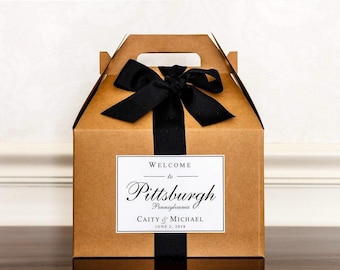 Classic Wedding Welcome Boxes - Gable Boxes, Ribbon & Labels - we assemble!