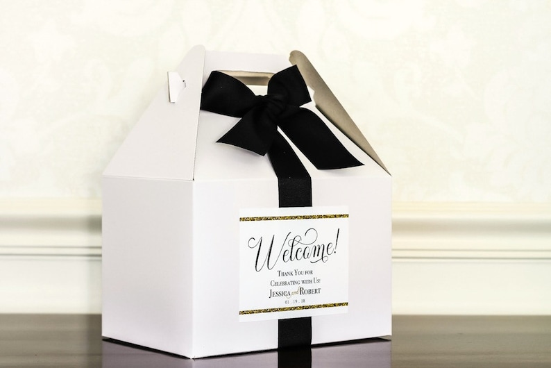 Gold Glitter Wedding Boxes for Hotel Guests Gable Etsy