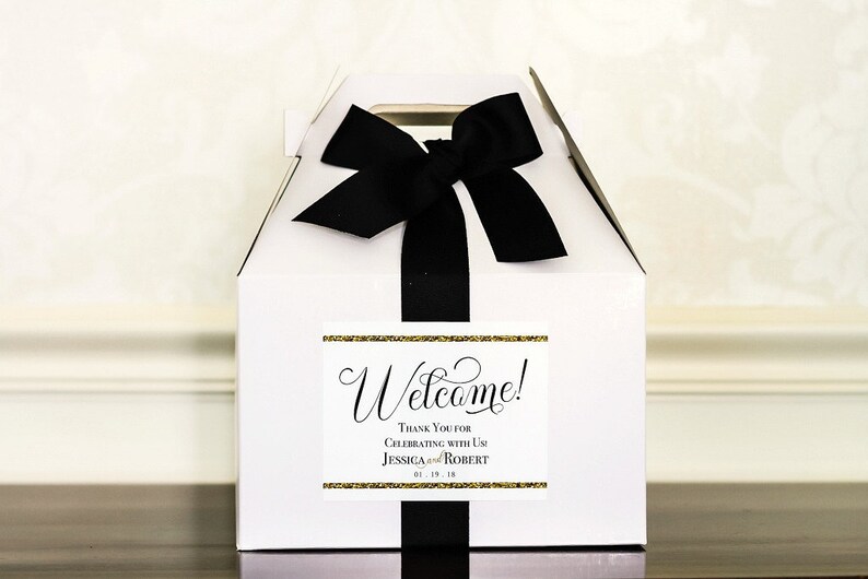 Gold Glitter Wedding Boxes for Hotel Guests Gable Etsy