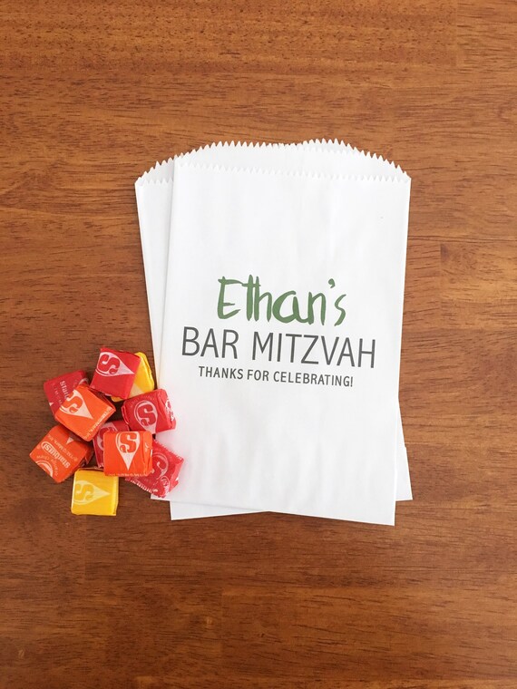 Custom Bar Mitzvah Favor Bags LINED - Candy, Donut, Cookie, Treat Bags // Personalized, Grease Resistant