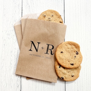 LINED Wedding Favor Bags for Guests - Wedding Cookie Bags, Candy Bags, Dessert Bags, Donut Bags - Take Home Bags KRAFT