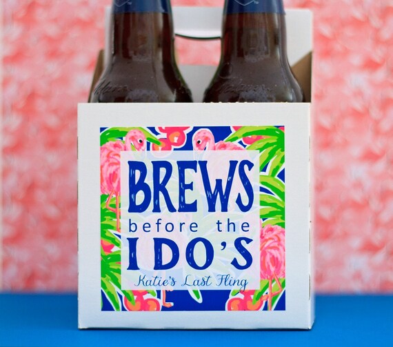 Flamingo Bachelorette Party Beer Bottle Carrier Box Labels Etsy
