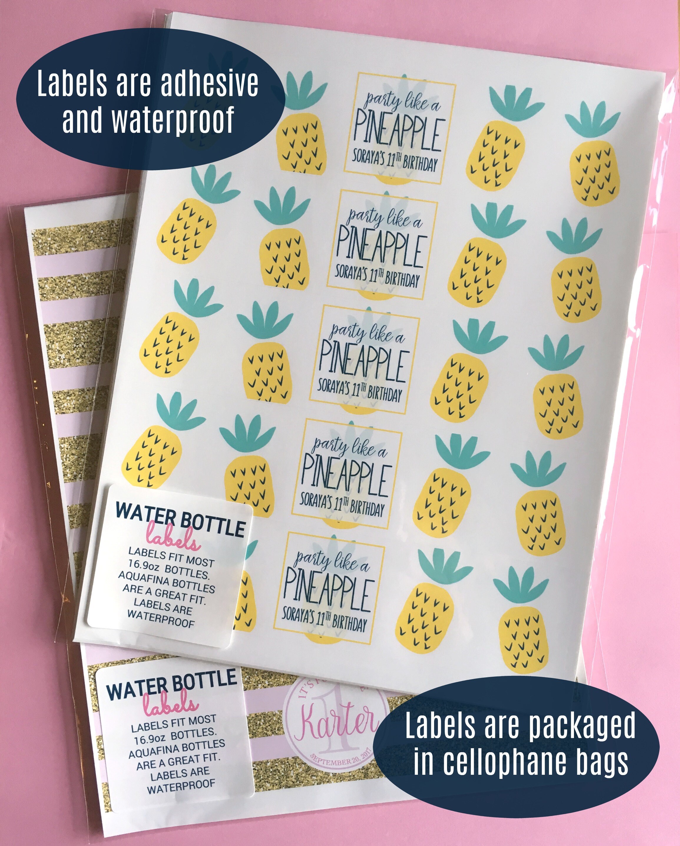 Party Logo Water Bottle Labels Printed WATERPROOF Water | Etsy