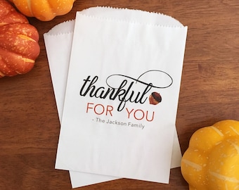 LINED Thanksgiving Treat Bags - Friendsgiving Favor Bags - Candy Bags, Cookie Bags - Thank You Bags - Table Favors - Thankful for You Bags