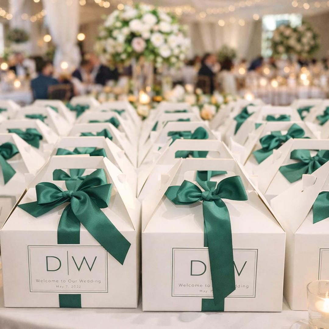 Personalized Monogram Wedding Welcome Boxes - Gable Boxes, Ribbon ...