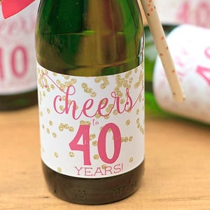 Birthday Mini Wine Labels - Mini Champagne Bottle Labels - 21st, 30th, 40th, 50th Birthday Party Favors