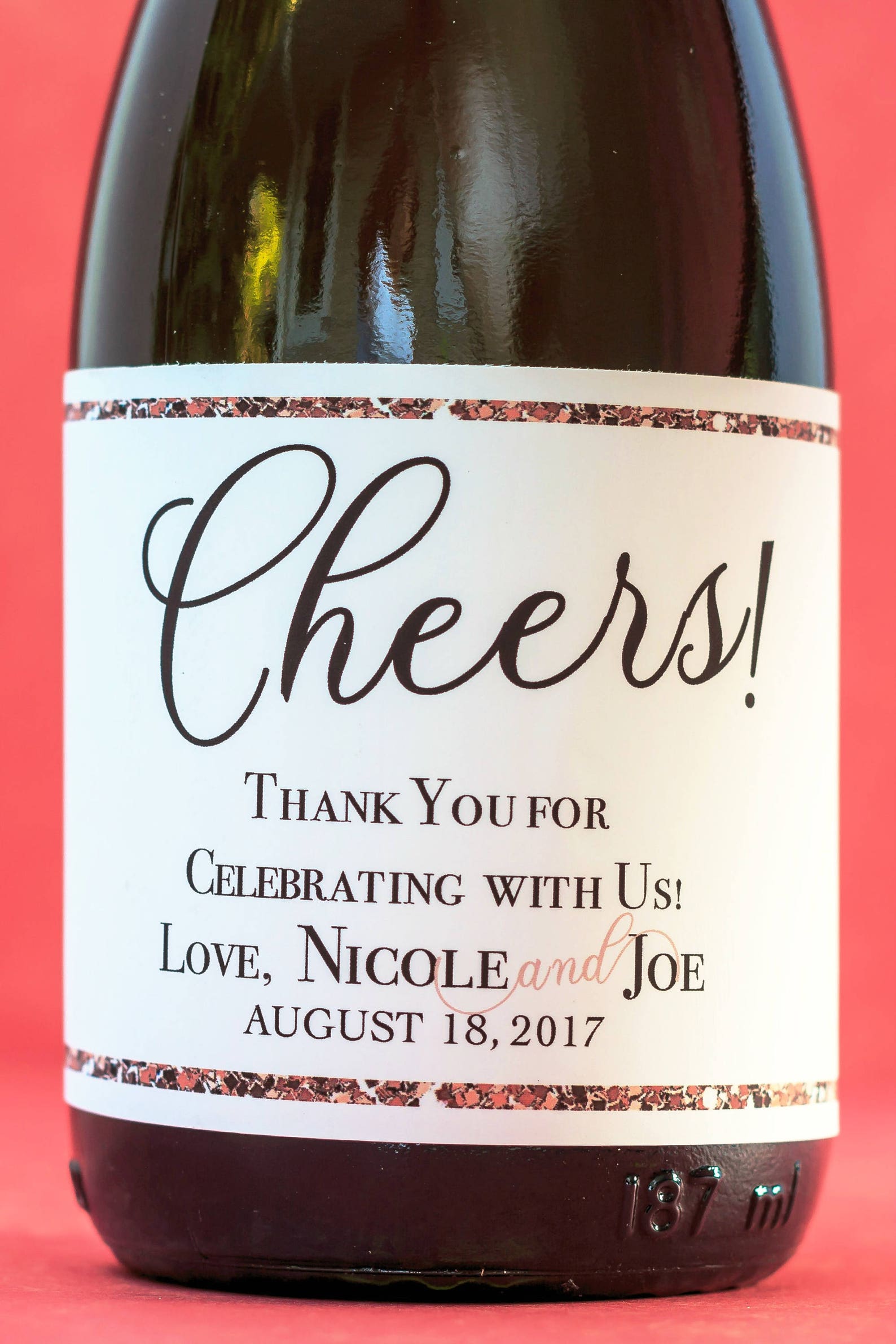 Rose Gold Wedding Mini Champagne Labels Mini Wine Bottle Etsy