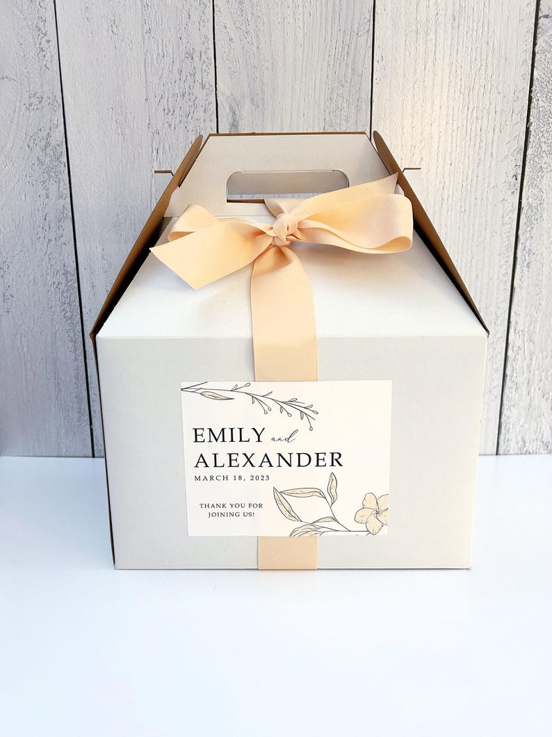 ASSEMBLED Wedding Welcome Boxes for Hotel Guests // Gable Boxes, Ribbon ...