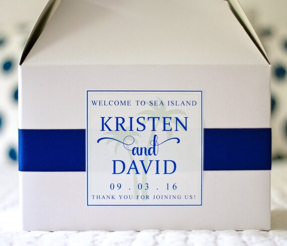 Palm Tree Wedding Gable Box Label Beach Wedding Welcome Box Etsy