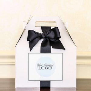 Logo Wedding Welcome Boxes - Hotel Welcome Boxes for Wedding Guests - Logo Gift Boxes - Gable Boxes, Ribbon & Labels - we assemble!