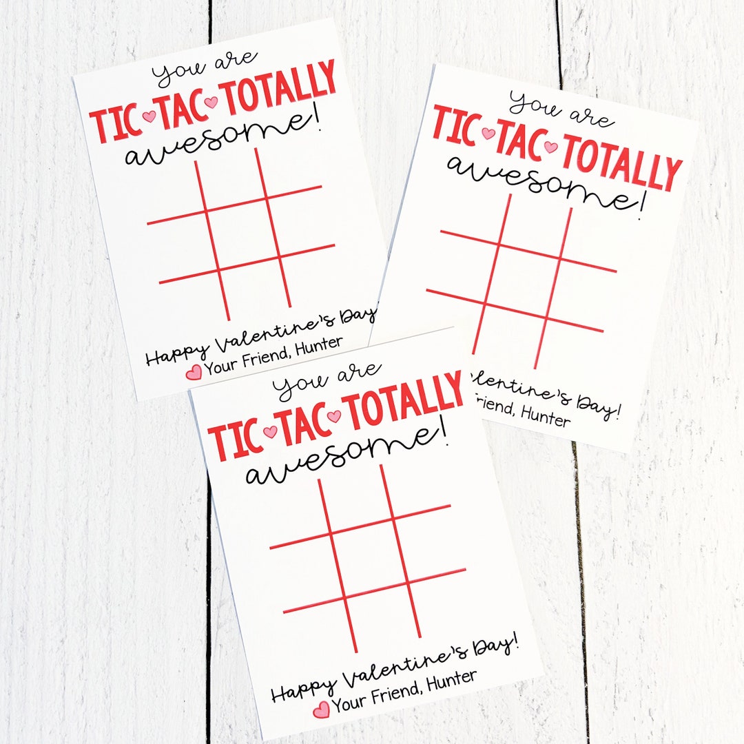 PRINTED Tic Tac Toe Valentine's Day Cards for Kids - Class, School ...