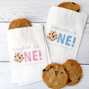 First Birthday Party Favor Bags LINED - Milk and Cookies Theme Party Favors - 1st Birthday Cookie Bags