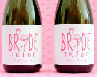 Flamingo Bachelorette Party Mini Champagne & Wine Labels