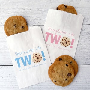 2nd Birthday Party Favor Bags LINED - Milk and Cookies Theme Party Favors - TWO Sweet - Second Birthday Cookie Bags