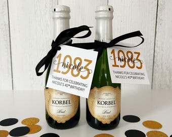 PRINTED TAGS & RIBBON - Personalized Adult Birthday Party Favor Gift Tags