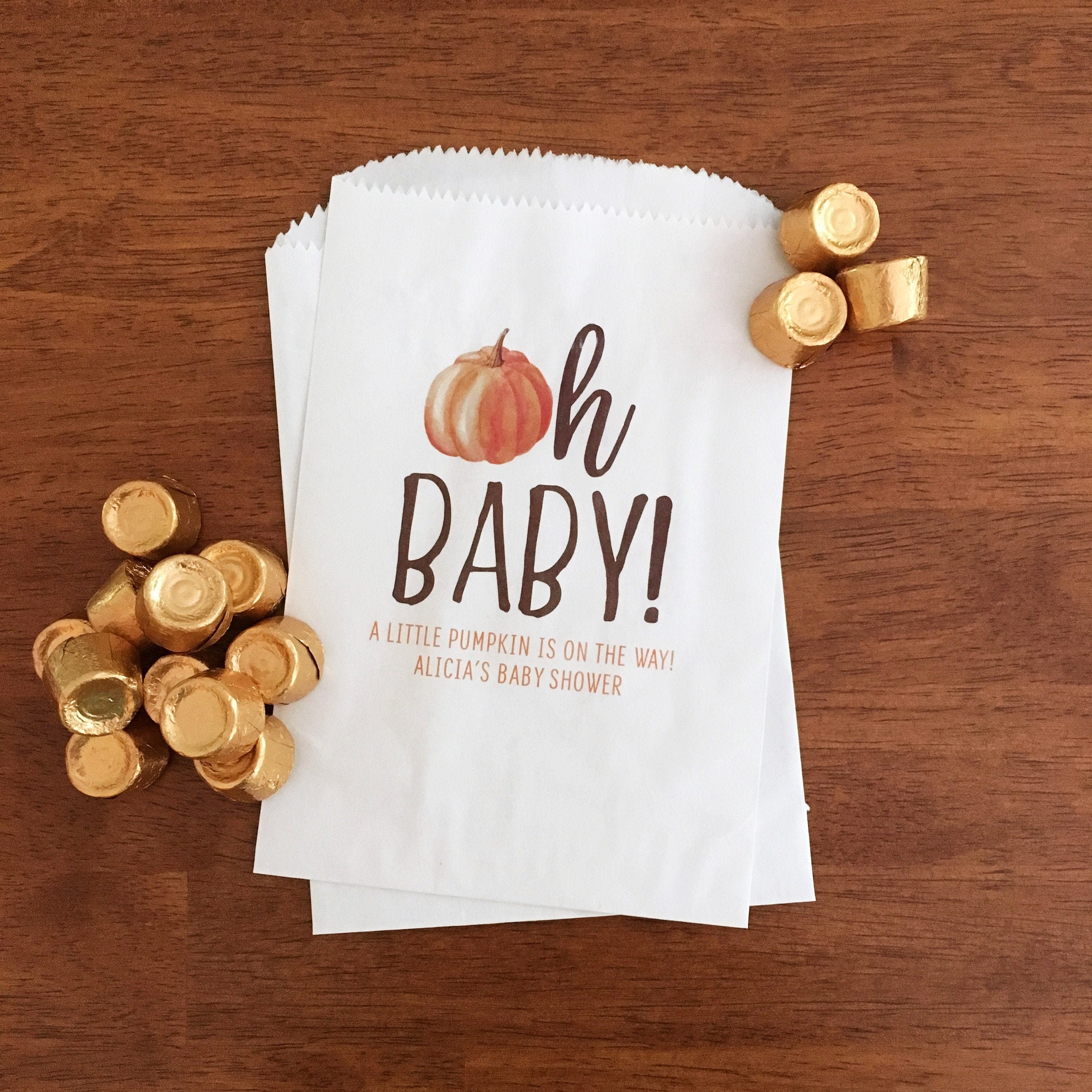 LINED Fall Baby Shower Favor Bags Little Pumpkin Baby Shower Etsy