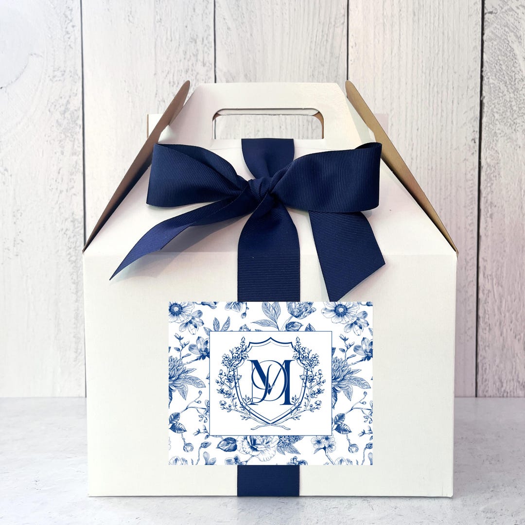 ASSEMBLED Floral Crest Wedding Welcome Gifts - Gable Boxes, Ribbon ...