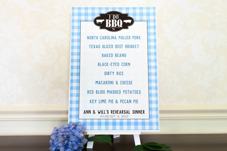 Printed Bbq Menu Sign I Do Bbq Decorations Backyard Etsy