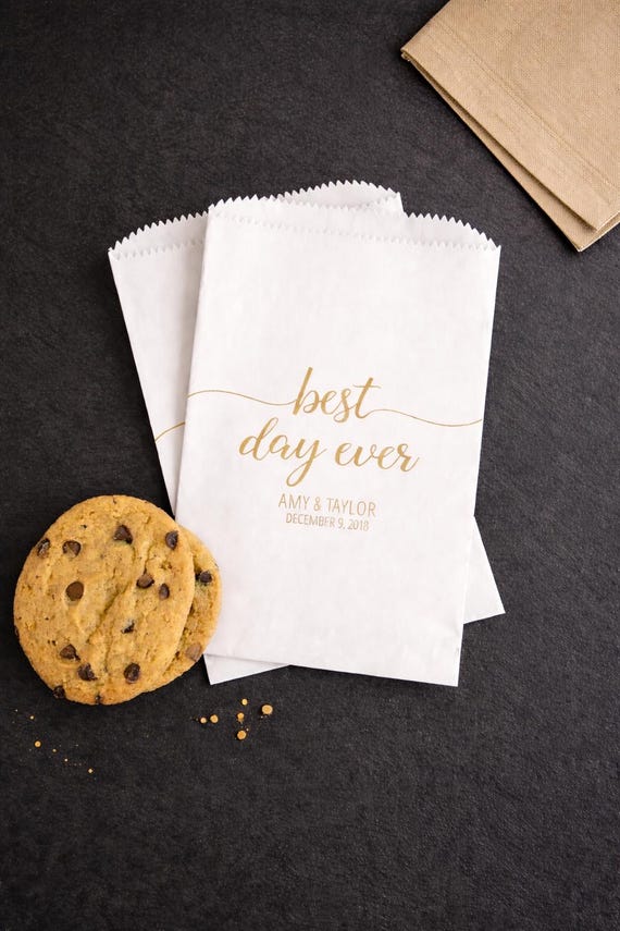 Wedding Cookie Bags LINED - Best Day Ever Favor Bags // Personalized, Grease Resistant