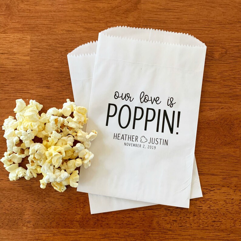 LINED Popcorn Bags for Wedding Popcorn Favor Bags Popcorn Etsy
