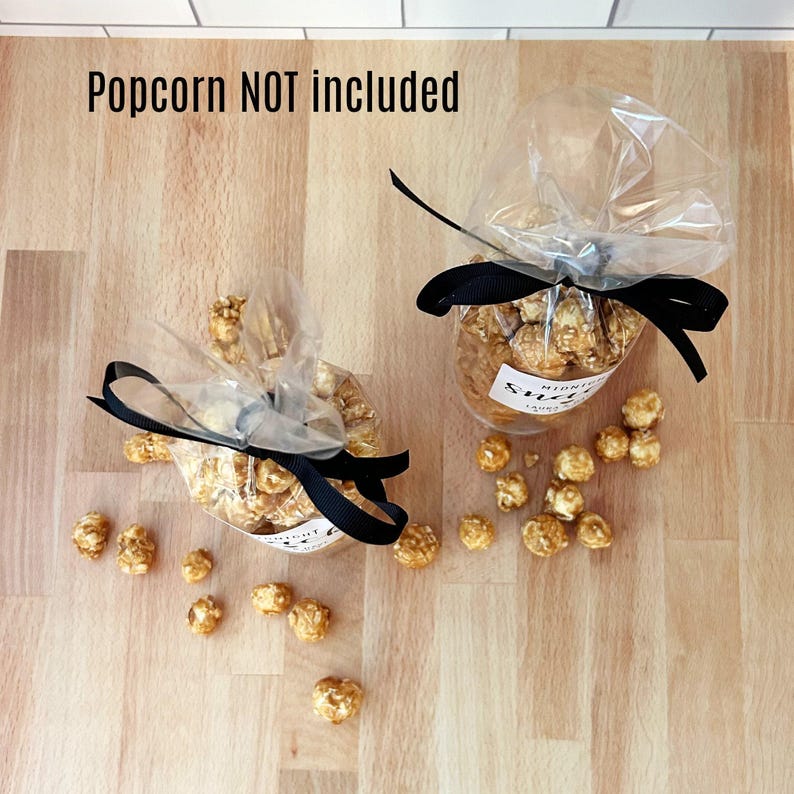 Midnight Snack Popcorn Bags & Ribbon - Personalized Party Favors (food ...