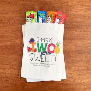 Twotti Fruitti Birthday Party Favor Bags LINED - 2nd Birthday Party Candy Bags - Second Twotti Fruity Birthday Decor - Two Sweet Treat Bags