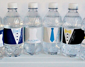 Bride & Groom Wedding Water Bottle Labels - Out of Town Hotel Welcome Bag Gift