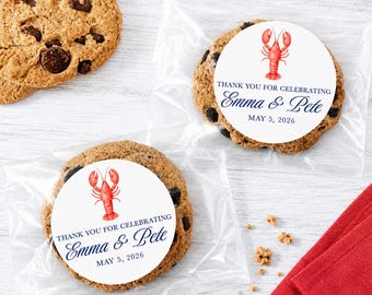 PRINTED Lobster Wedding Stickers - Personalized Round Labels