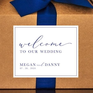 Modern Wedding Welcome Boxes for Hotel Guests // Gable Boxes, Ribbon ...