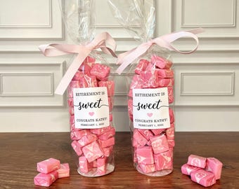 Retirement Party Favor Bags & Ribbon - Gift Bags for Candy, Pretzels, Chocolate // FOOD NOT INCLUDED