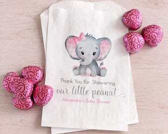 Elephant Baby Shower Favor Bags - Personalized Lined Goodie Bags