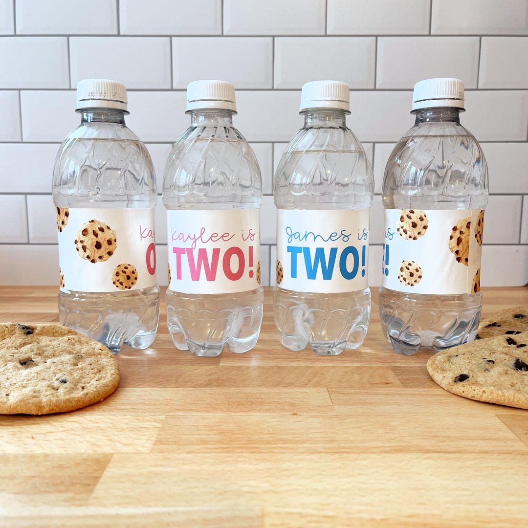 Cookie 2nd Birthday Water Bottle Labels - Personalized Waterproof ...
