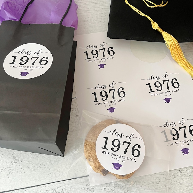 PRINTED Class Reunion Favor Stickers - Personalized Round Labels - Etsy