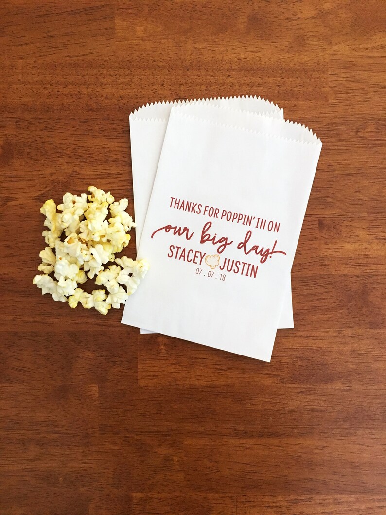 Wedding Popcorn Bags LINED Wedding Popcorn Favor Bags Etsy Canada