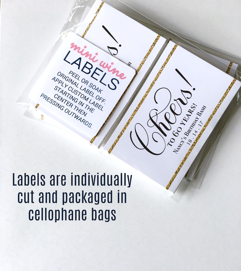 40th 60th Floral Birthday Party Favors 70th Birthday Mini Wine Labels 30th 50th Birthday Decorations Birthday Mini Champagne Labels