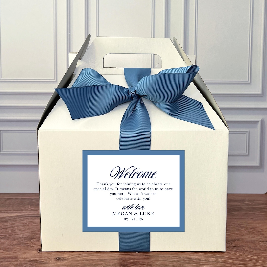 Personalized Wedding Guest Welcome Boxes - Gable Boxes, Ribbon & Labels ...