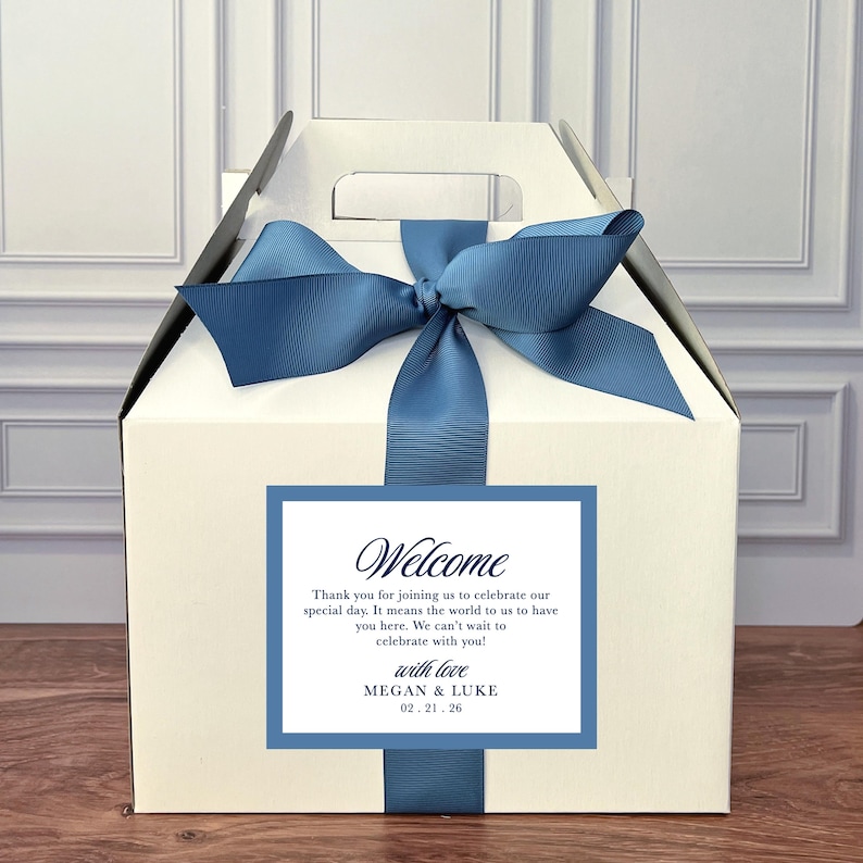 Personalized Wedding Guest Welcome Boxes - Gable Boxes, Ribbon & Labels ...