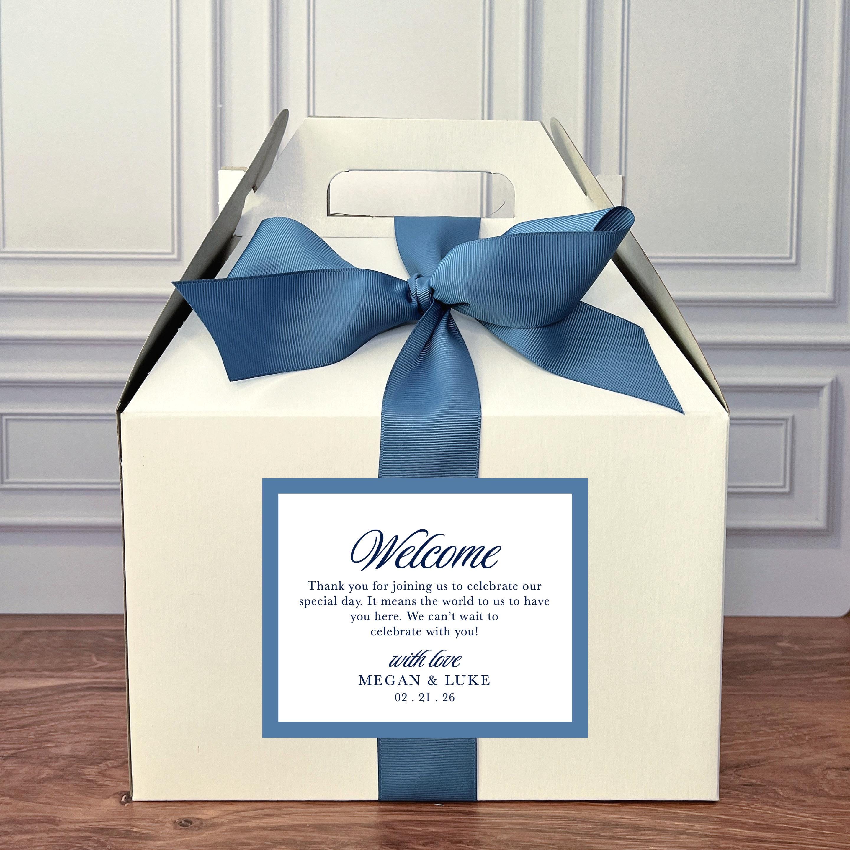 Personalized Wedding Guest Welcome Boxes - Gable Boxes, Ribbon & Labels ...