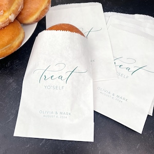 LINED Wedding Favor Bags for Guests  - Party Treat Bags for Cookies, Candy, Dessert, Donut Bags - Treat Yo&#39; Self