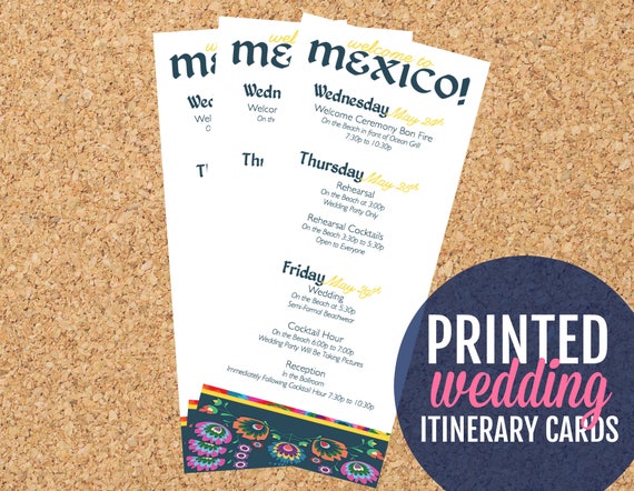 Tropical Wedding Itinerary Cards Destination Wedding Welcome Etsy