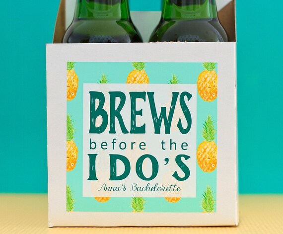Pineapple Bachelorette Beer Bottle Box Brews Before I Dos Etsy