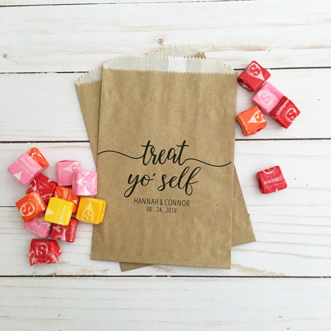 LINED Treat Yo Self Bags Wedding Candy Bags, Donut Bags, Cookie Bags