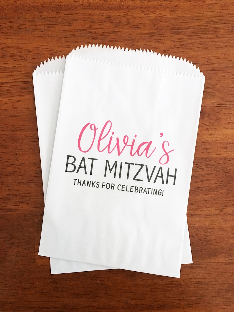 Personalized Bat Mitzvah Favor Bags LINED Candy Bar Bags - Etsy