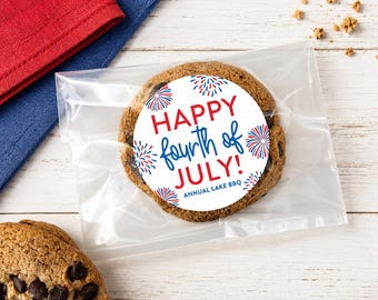 PRINTED Fourth of July Stickers - Personalized Party Round Labels